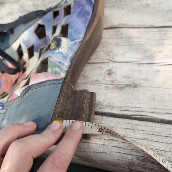 Rovers Floral Leather Lace-Up Ankle Boots Blue Multicolor Boho – US Women’s 10 - Picture 5 of 10